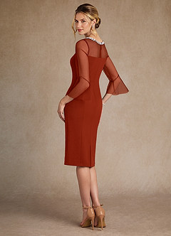 Azazie Bellevue Mother of the Bride Dresses Rust Sheath Beaded Stretch Crepe Dress image3