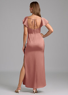 Azazie Demia Bridesmaid Dresses Rosette Sheath Sweetheart Neckline Stretch Satin Dress image6