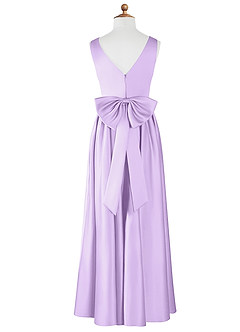 Azazie Hathaway Junior Lilac A-Line Bow Stretch Satin Dress image6