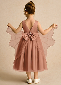 Azazie Pear Abiti da Ragazza di Fiori Abito Principessa in Tulle Fiocco Bronzo image3