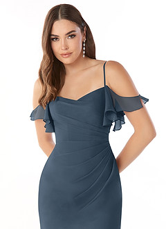 Azazie Emeralda Bridesmaid Dresses Neptune Sheath Off the Shoulder Chiffon Dress image6