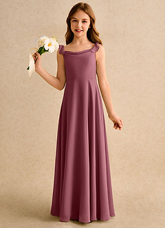 Azazie Puppy Girls Formal Flower Girl Dresses Desert Rose A-Line Pleated Chiffon Dress image3