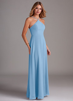 Azazie Bailey Final Sale Agave A-Line Halter Side Slit Chiffon Dress image6