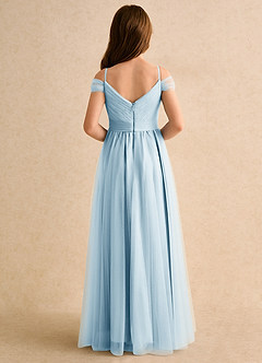 Azazie Yuna Girls Formal Abiti da Ragazza di Fiori Abito A-Line in Tulle a Spalla Scoperta Azzurro image2
