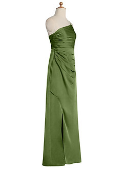 Azazie Eren Junior Juniper Sheath Pleated Stretch Satin Dress image7