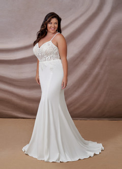 Azazie Saffron Robes de mariée Robe Sirène en Crêpe Élastique Paillettes Sweetheart Blanc De Diamant image9