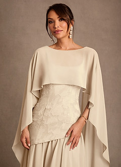 Azazie Flossie Mother of the Bride Dresses Champagne A-Line Pleated Chiffon Dress image6