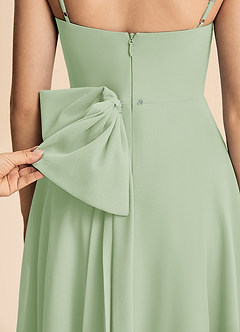 Azazie Bear Junior Dusty Sage A-Line Pleated Chiffon Dress image6