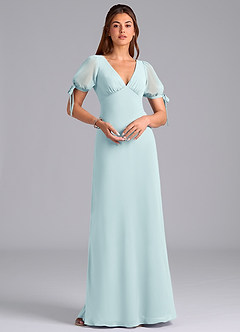 Azazie Pheby Bridesmaid Dresses Sea Glass A-Line Pleated Chiffon Dress image3