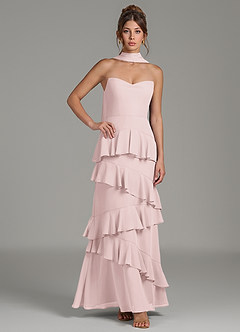 Azazie Imani Bridesmaid Dresses Blushing Pink A-Line Ruched Chiffon Dress image5