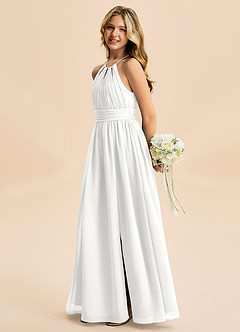 Azazie Noelle Junior A-Linie Plissee Chiffon Kleid Weiß image3