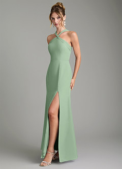 Azazie Rue Bridesmaid Dresses Matcha A-Line Halter Chiffon Dress image5