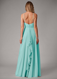 Azazie Amalia Bridesmaid Dresses Aqua A-Line Pleated Chiffon Dress image6
