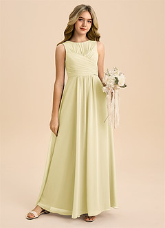 Azazie Skyla Junior A-Linie Plissee Chiffon Kleid Zitronensorbet image6