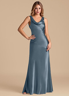 Azazie Rylina Brautjungfernkleider Meerjungfrau-Linie Metallischer Satin Kleid Zwielichtviolett image3