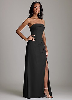 Azazie Aretha Bridesmaid Dresses Black A-Line Strapless Chiffon Dress image5