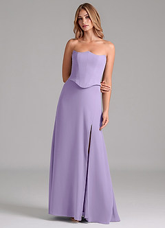Azazie Jenilyn Bridesmaid Dresses Lilac A-Line Strapless Chiffon Dress image4