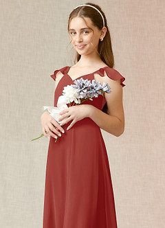 Azazie Everett Junior Terracotta A-Line Chiffon Dress image6