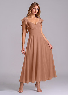 Azazie Leilani Bridesmaid Dresses Bronzer A-Line Ruched Chiffon Dress image3