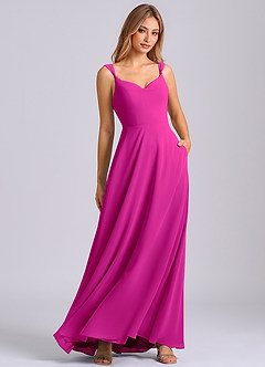 Azazie Beatrice Venta final Vestido de Fucsia de Gasa de Corte en A con Escote de Corazón image1