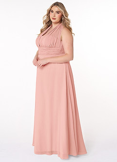 Azazie Fifi Brautjungfernkleider Wandelbar A-Linie Schulterfrei Chiffon Kleid Rosettenrosa image15