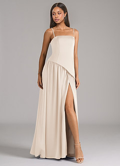 Azazie Adeline Robes de demoiselle d'honneur Robe Trapèze Convertible en Satin extensible Sans bretelle Albâtre Blanc image6