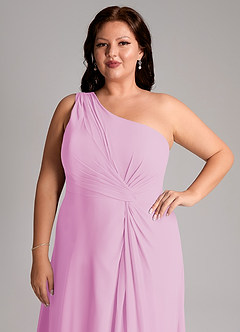 Azazie Brooke Bridesmaid Dresses Candy Pink A-Line One Shoulder Chiffon Dress image13
