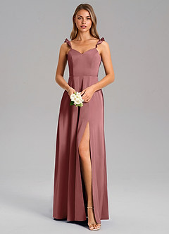 Azazie Everett Robes de demoiselle d'honneur Robe Trapèze en Satin extensible Améthyste image5