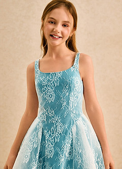 Azazie Cubbie Girls Formal Blumenmädchenkleider A-Linie Spitze Kleid Tintenblau image6
