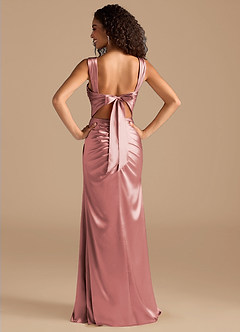 Azazie Jesaphine Bridesmaid Dresses Dusty Rose Sheath Bow Metallic Satin Dress image4