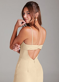 Azazie Leonis Brautjungfernkleider Wandelbar Meerjungfrau-Linie Schulterfrei Chiffon Kleid Champagner image4