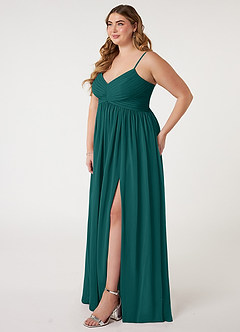 Azazie Alia Brautjungfernkleider A-Linie Plissee Chiffon Kleid Pfau image8