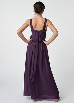 Azazie Kora Junior Plum A-Line Pleated Chiffon Dress image2