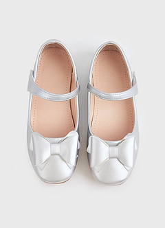 front Metallic Bow Girl's Flat Shoes