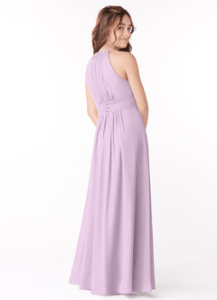 Azazie Bonnie Junior A-Linie Plissee Chiffon Kleid Frostiges Flieder image3