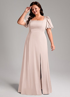 Azazie Fyona Bridesmaid Dresses Blushing Pink A-Line Pleated Stretch Satin Dress image11