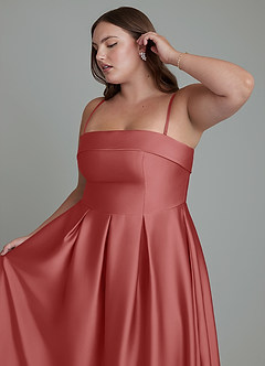 Azazie Lucienne Jurken voor bruidsmeisjes Converteerbaar Jurk van Stretch Satijn met A-lijn Strapless Antieke Roos image6
