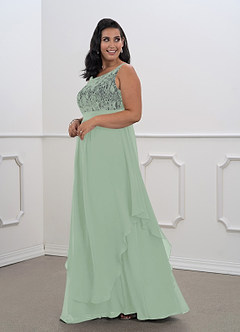 Azazie Xella Mother of the Bride Dresses Agave A-Line Lace Chiffon Dress image9
