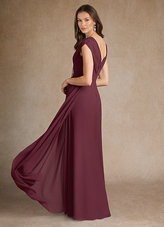 Azazie Bronson Kleider für die Brautmutter A-Linie Plissee Chiffon Kleid Cabernetrot image3