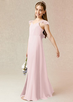 Azazie Everett Junior Blushing Pink A-Line Chiffon Dress image3