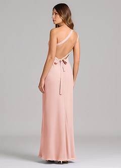 Azazie Monroe Brudtärnklänningar Klä av Tubklänning i Chiffong Ena axeln Rosett image2