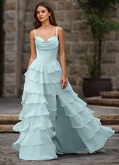 Floralace Mist Ruffled A-line Prom Dress image3