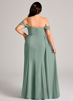 Azazie Amyra Robes de demoiselle d'honneur Robe Fourreau Convertible en Mousseline de soie Épaules dénudées Sauge D'argent image14