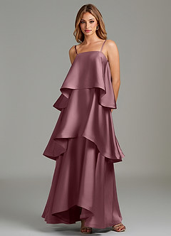Azazie Azalea Bridesmaid Dresses Amethyst A-Line Ruched Stretch Satin Dress image5