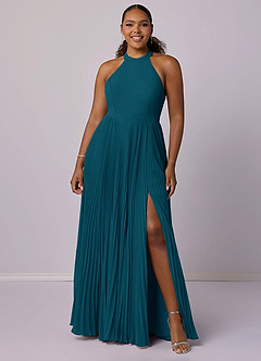 Barbie ♥ Azazie Bridesmaid Dresses Ink Blue A-Line Pleated Chiffon Dress image7