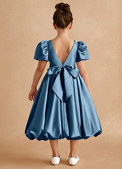 Azazie Jellybean Flower Girl Dresses Bermuda Ball-Gown Ruched Matte Satin Dress image2