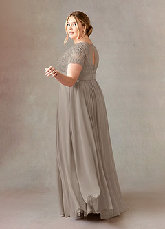 Azazie Annette vestidos de madre de la novia Vestido de Gris Pardo de Gasa de Corte En A con Encaje image10