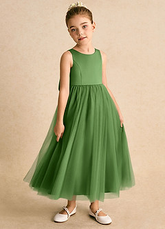 Azazie Solia Robe Demoiselle D'honneur Fillette Robe Princesse en Tulle Arc Basilic image4