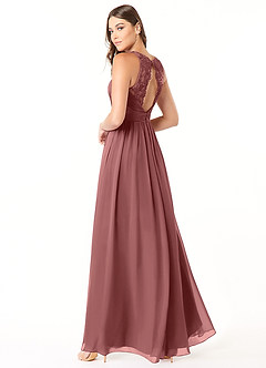 Azazie Luz Bridesmaid Dresses Amethyst A-Line Lace Chiffon Dress image4