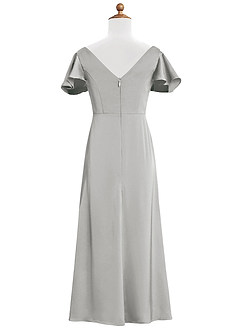 Azazie Soren Junior Silver A-Line Ruched Stretch Satin Dress image8